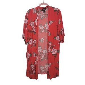 Boho Whimsygoth Open Front Rose Floral Kimono by Streetwear Society